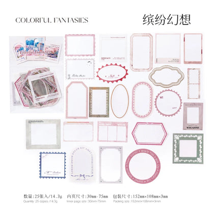 JIANQI 25pcs/pack Framework Decorative Stickers Scrapbooking Diary Deco Junk Journal Stationery Ins Style Stationery Stickers