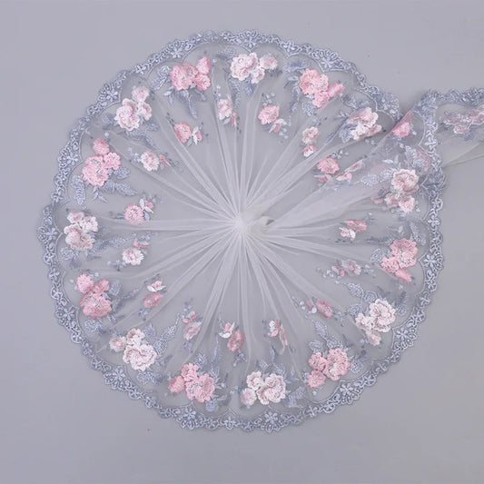 1 Yard Pink Embroidery Decoration Lace Fabric Lace Clothing Accessories Decoration Doll Dress 10CM Wide