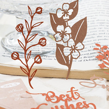 JIANQI 20 pcs INS Material paper Plant flowers Decor paper Hollow Card Collage Material junk journal DIY hand made Craft paper
