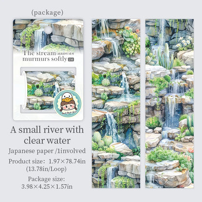 50mm*2m Landscape Tapes The flowing water DIY Scrapbooking Decor Photo Album Collage Junk Journal Materials Aesthetics Stickers