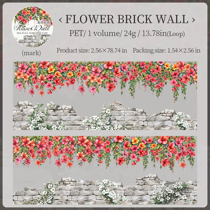 65mm*2m PET Plant Vine and stone wall tape Sticker Decorative collage Adhesive Diy Scrapbooking hand made Masking tape