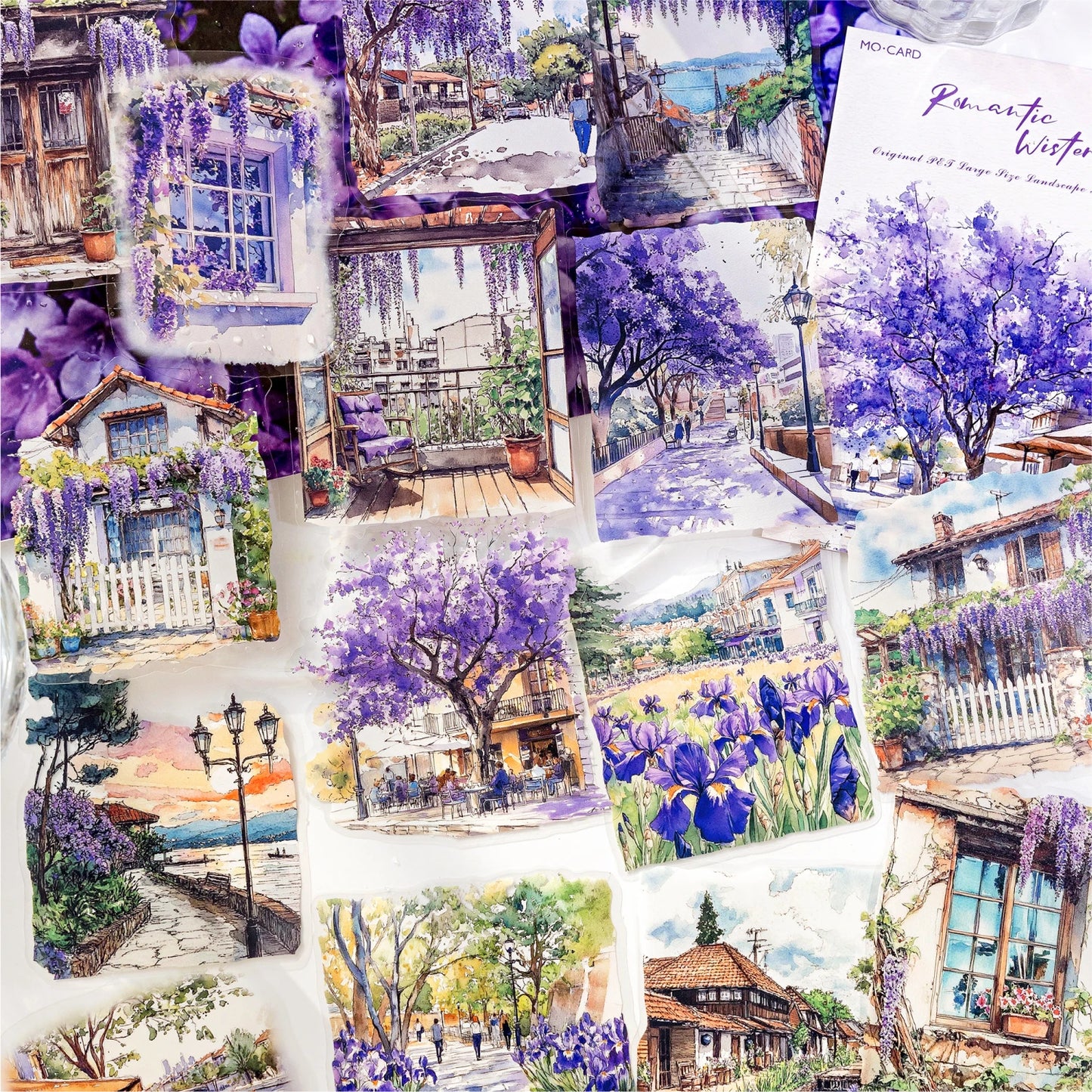 JIANQI 15pcs Urban Landscape PET Stickers Scrapbooking Materials DIY Junk Journal Collage Collage language Decor Stickers