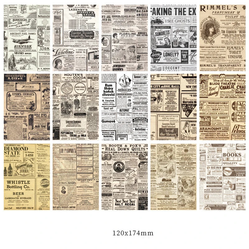 JIANQI 30pcs/pack Retro Material Paper Kit for DIY Scrapbooking Supplies Bullet Journaling Collage Junk Journal Material Paper