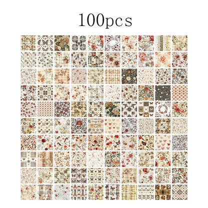 100pcs Vintage Paper Multi Style Deco Retro Stationery Supplies Writing Paper Junk Journal Label Scrapbooking Material Supplies