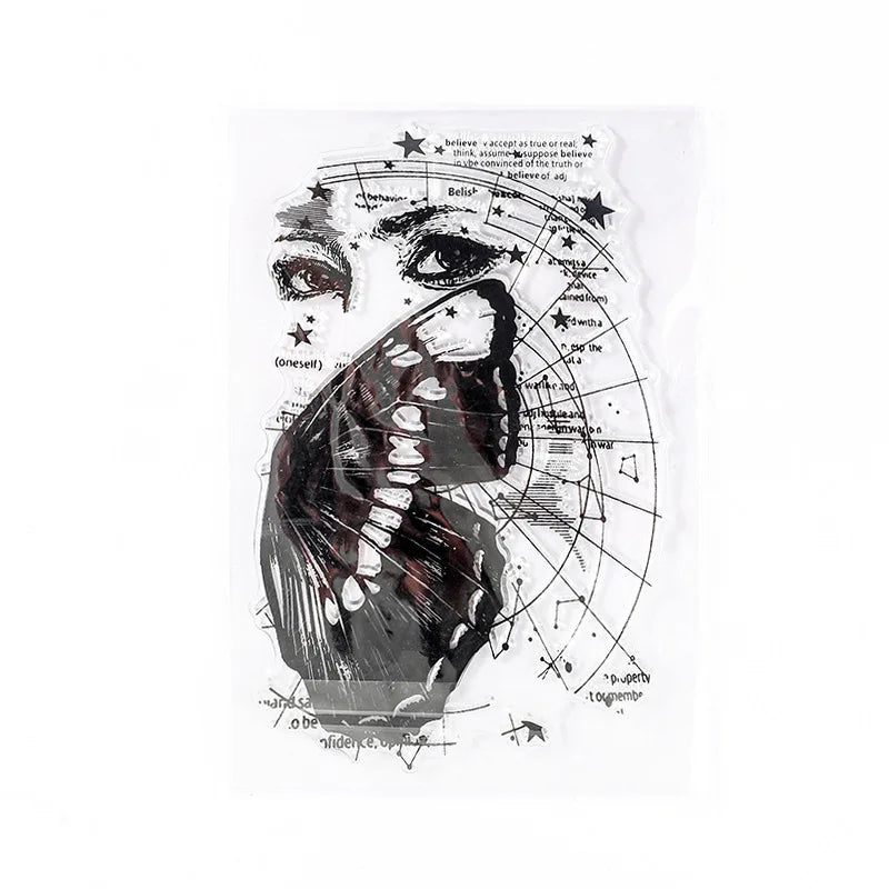 JIANWU Minimalist Black White Transparent Stamp Creative Retro Scrapbooking Journal Decoration Silicone Seal Stationery Supplies