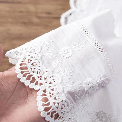1 Yard White Embroidery Flower Cotton Lace Fabric DIY Clothing Dress Skirt Curtain Handmade Sewing Trim Accessories Crafts