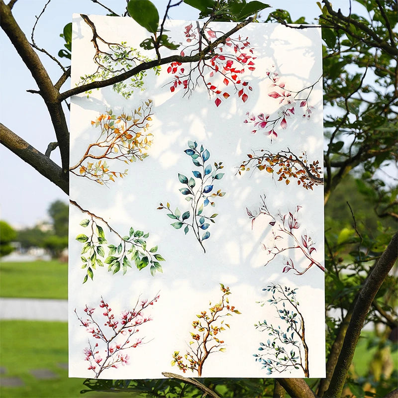 20 sheet Flowers Plant Stickers aesthetic Stick Labels Decorative Diary Album Scrapbooking material Junk Journal Supplies