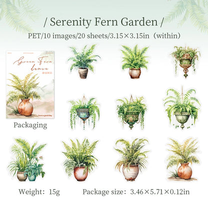 JIANQI Plant Sticker pack 20pcs Natural plants Transparent Waterproof Grass hand account Decoration Scrapbooking supplies