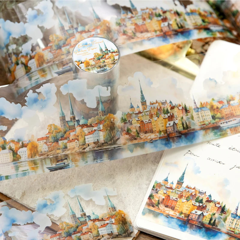 JIANQI 75mm*2m PET Large size tape Sticker Decorative collage Adhesive Diy Scrapbooking hand made Masking tapes