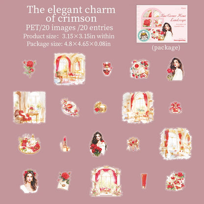 JIANQI 20pcs Home life Sticker Pack Decorative Junk Journal DIY Scrapbooking Supplies Collage Stationery Stickers
