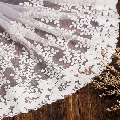1Yard White Lace Fabric Cotton Embroidered Sewing Supplies  DIY Dress Garment  Accessories 32cm Width