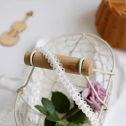 2Yards Beaded Pearl lace Webbing Accessories DIY Dress Decoration Strap Lace