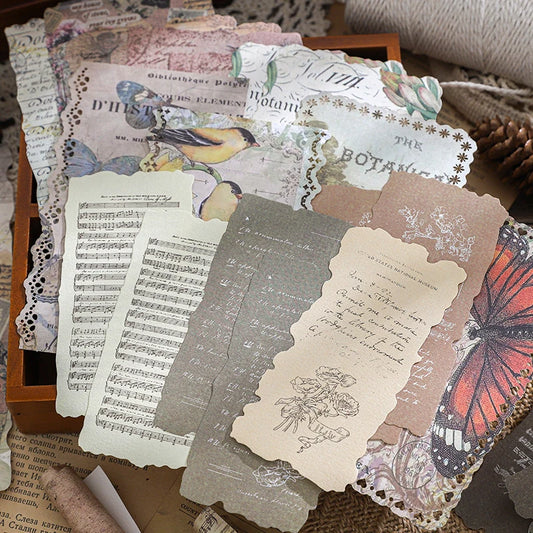 JIANQI 30 pcs Vintage Hollowed out lace Material Paper DIY Scrapbooking Decor Junk Journaling Collage Stationery School Supplies