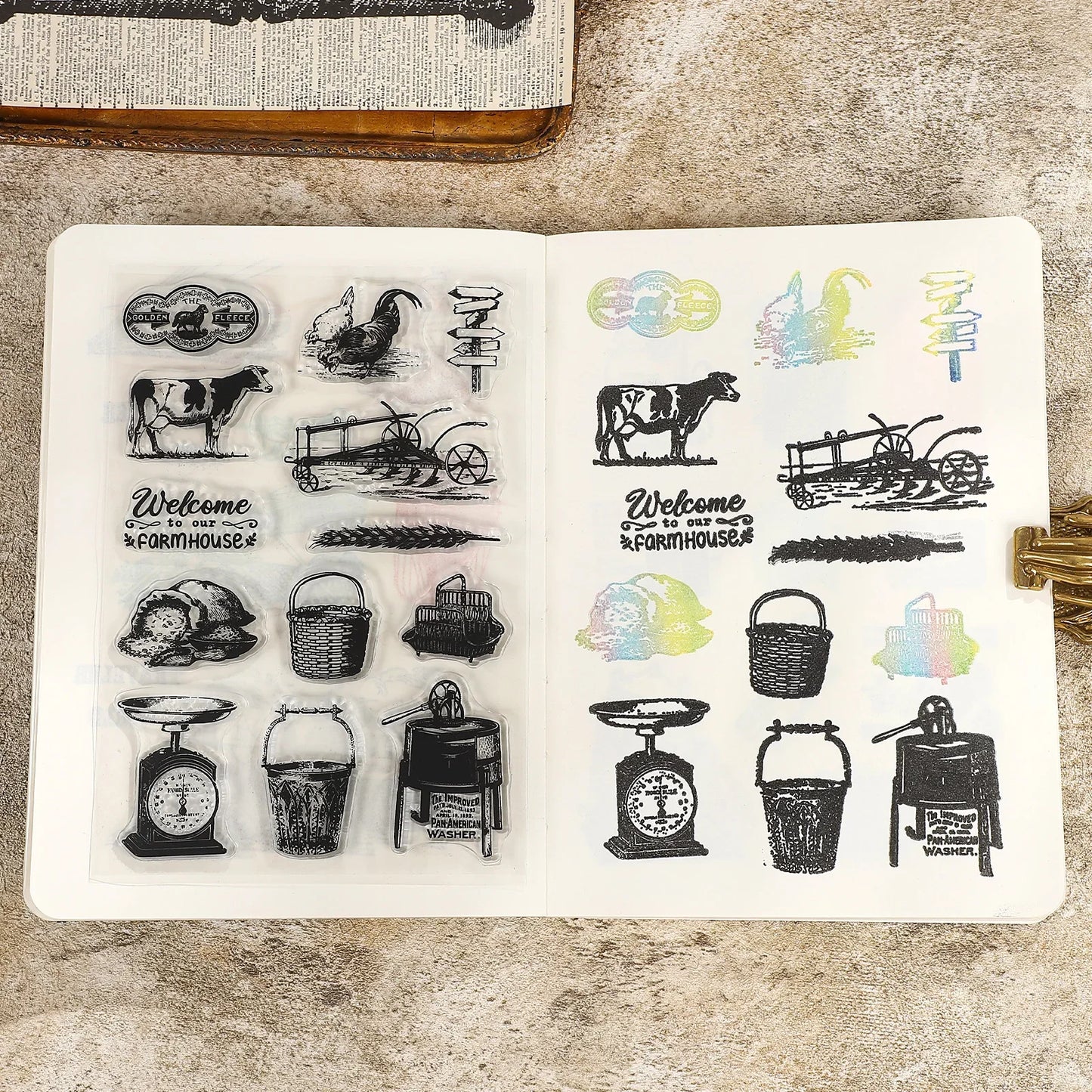 JIANWU Vintage Door Window Hot Air Balloon Material Collage Landscape Transparent Silicone Stamp Creative DIY Journal Stationery