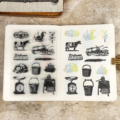 JIANWU Vintage Door Window Hot Air Balloon Material Collage Landscape Transparent Silicone Stamp Creative DIY Journal Stationery