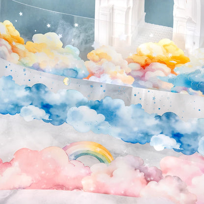 JIANQI 45mm*2m Ins Transparent PET Tapes Rainbow clouds DIY Scrapbooking Collage Stationery Decor Journalling Materials Tapes