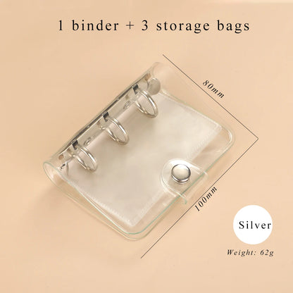 JIANWU Cute Mini 3 Ring Loose-leaf Book Transparent Portable Student Journal Binder Notebook Kawaii Stationery School Supplies