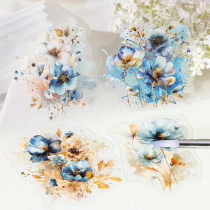 JIANQI 20 Pcs Watercolor flowers Stickers PET sticker package DIY diary decoration sticker album scrapbooking Junk Journal