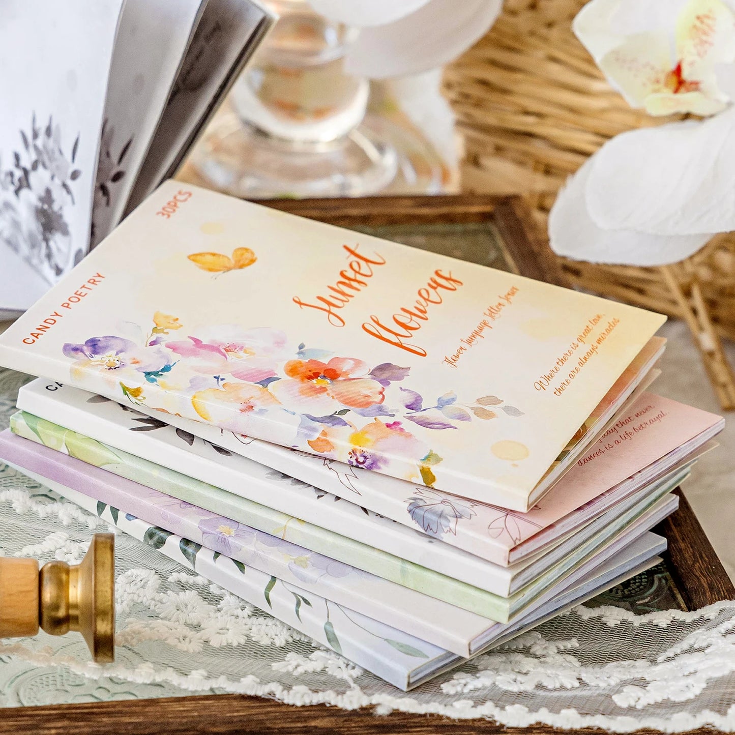 JIANQI 30pcs Decor paper Book Floral Frames can be written Material Collage Junk Journal DIY Scrapbooking supplies
