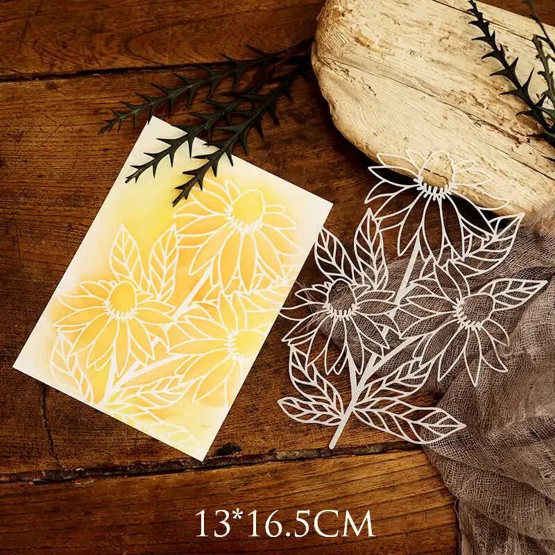 JIANWU Vintage Hollow Plant Flower Material Carved Plastic Plate Stencils Creative DIY Junk Journal Student Supplies Stationery
