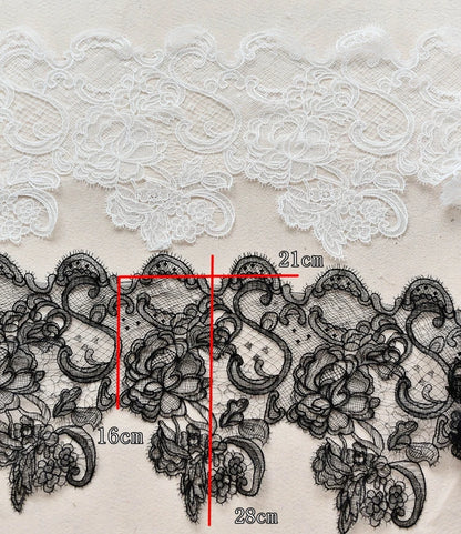 1Yard Hollow Embroidery Lace Trim, Wedding Dress Lace Fabric Decoration Accessories Eyelash Dress Lace 28CM Wide