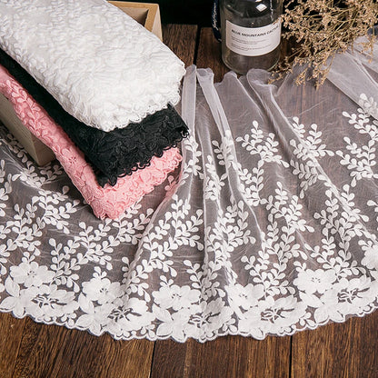 1Yard White Lace Fabric Cotton Embroidered Sewing Supplies  DIY Dress Garment  Accessories 32cm Width