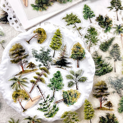 JIANQI 40pcs/pack Many Tree Materials stickers Four Season Decor DIY Hand Account Diary Scrapbooking Album Stickers Craft
