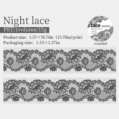 JIANQI 4cm*2m Flowers Lace PET Tapes DIY Scrapbooking Collage Stattionery Junk Journal School Supplies Decor Aesthetics Tapes