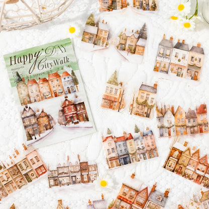 JIANQI 30pcs city Landscape Material Stickers Scrapbooking Junk Journal Creative Stationery DIY Deco Stickers School Supplies