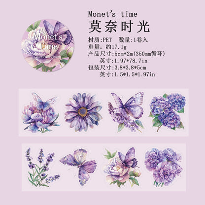 JIANQI 50mm*2m Transparent PET Floral Tapes DIY Scrapbooking Decor Photo Album Collage Journalling Materials Aesthetics Stickers