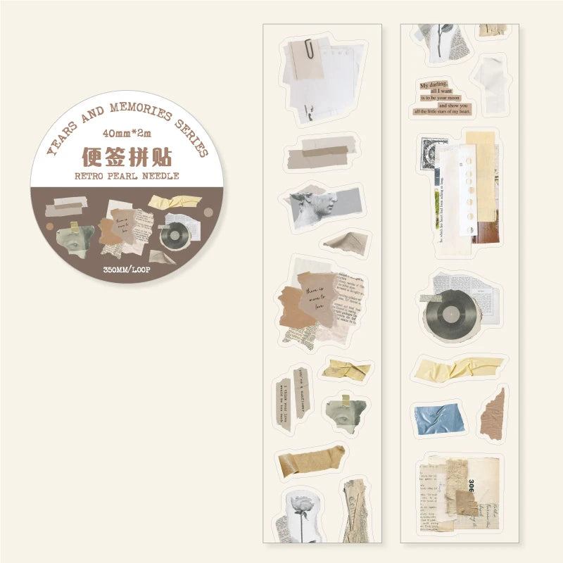 JIANQI 4cm*3m 1 roll PET Tape Creativity Decorative Diary Album Scrapbooking material Masking tape Junk Journal Supplies