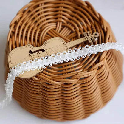 2Yards Beaded Pearl lace Webbing Accessories DIY Dress Decoration Strap Lace
