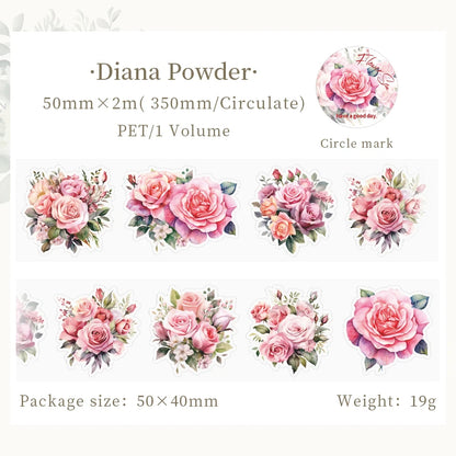 JIANQI 50mm*2m PET Plant Flowers tape Sticker Decorative collage Adhesive Diy Scrapbooking hand made Masking tape