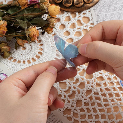 JIANQI 40pcs Color Butterfly Decorative Waterproof Stickers Material Sticker Scrapbooking Label Diary Cup Phone Journal Planner