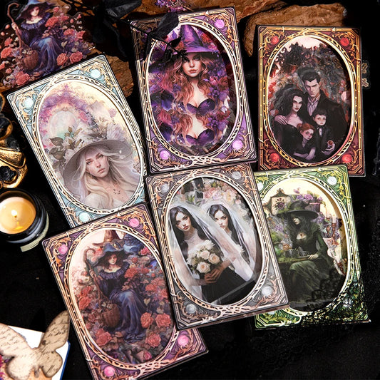 JIANQI 30 pcs/pack Vintage Magical Witch Stickers Decorative Scrapbooking Diary Album hand made junk journal supplies