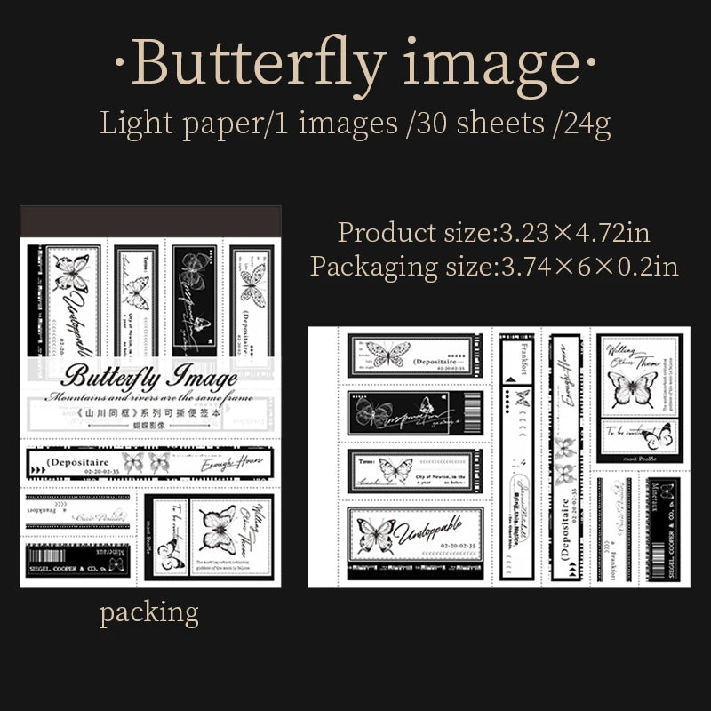 JIANQI 30pcs/book Retro Old tags Material Paper Aestheti Scrapbooking Journaling Vintage Stationery Aesthetic Plants Manuscript