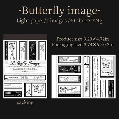 JIANQI 30pcs/book Retro Old tags Material Paper Aestheti Scrapbooking Journaling Vintage Stationery Aesthetic Plants Manuscript