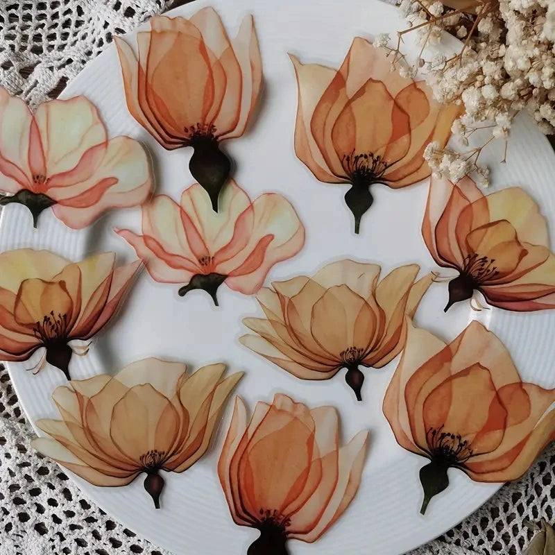 10pcs Flower plants Stickers Cute Craft Supplies Collage Junk Journal Scrapbooking Supplies Stickers School Stationery