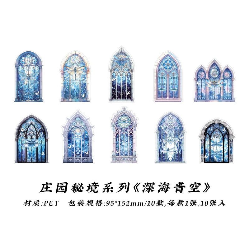 10pcs Flowers Window Sticker PET Materials Collage Junk Journal DIY Scrapbooking Supplies Aesthetics Decor Sticker