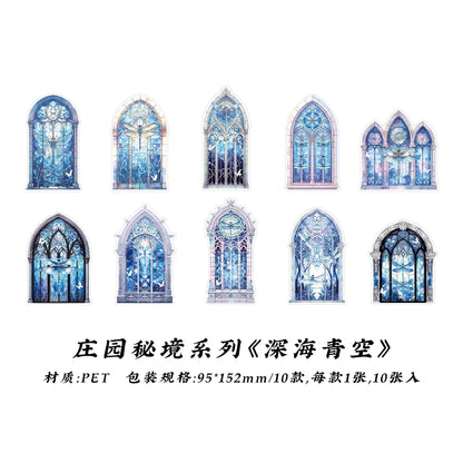 10pcs Flowers Window Sticker PET Materials Collage Junk Journal DIY Scrapbooking Supplies Aesthetics Decor Sticker