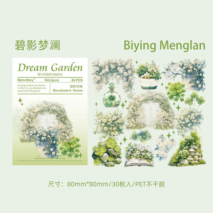 JIANQI 30pcs PET Materials Garden Flowers Sticker DIY Scrapbook Collage Supplies Creative Decor Stationery Aesthetics Stickers