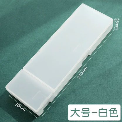 Pencil Cases School Office Simple Matte Transparent Plastic Box Frosted Pink Green White Pens Storage Stationery Supplies