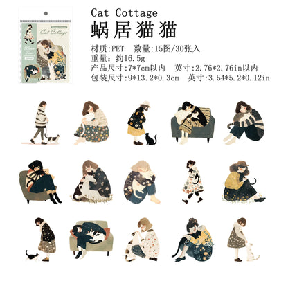 JIANQI 30 pcs Large size PET Stickers Life girl Decorative handmade Scrapbooking Material Diary Album Craft Supplies