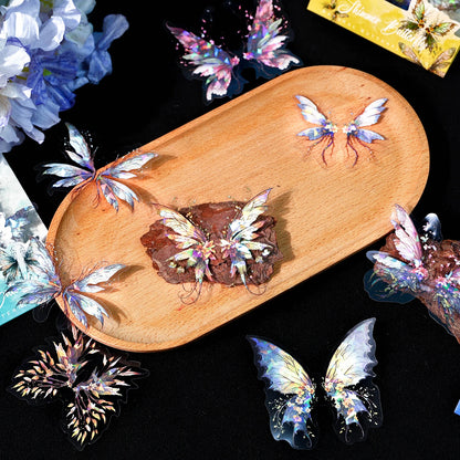 JIANQI 30pcs Butterfly wings PET Sticker pack DIY Scrapbooking Decor Photo Album Creative Stationery Collage Materials Stickers
