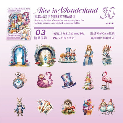 JIANQI 30 pcs Fairy Tale Fantasy PET Stickers aesthetic Stick Labels Decor Scrapbooking material hand made junk journal supplies