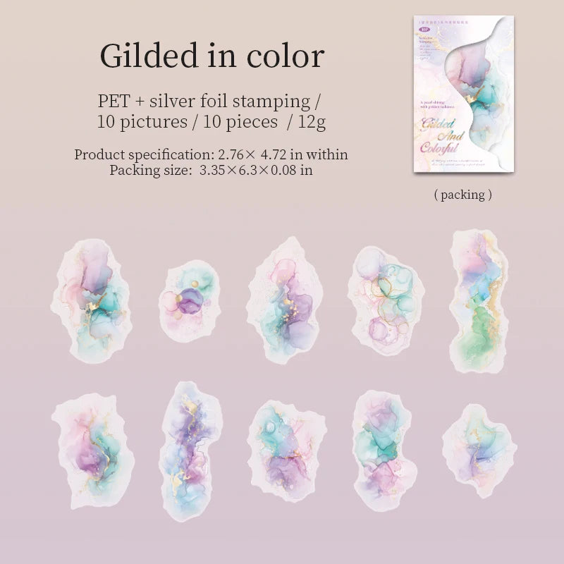 JIANQI 10pcs Hot stamping flower stickers PET Materials Collage Junk Journal DIY Scrapbooking Supplies Aesthetics Decor Sticker