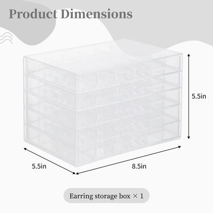 Earring Storage Box Organizer Acrylic Jewelry Storage Box Holder With 5 Drawers Transparent Jewelry Display Stand Earring Box
