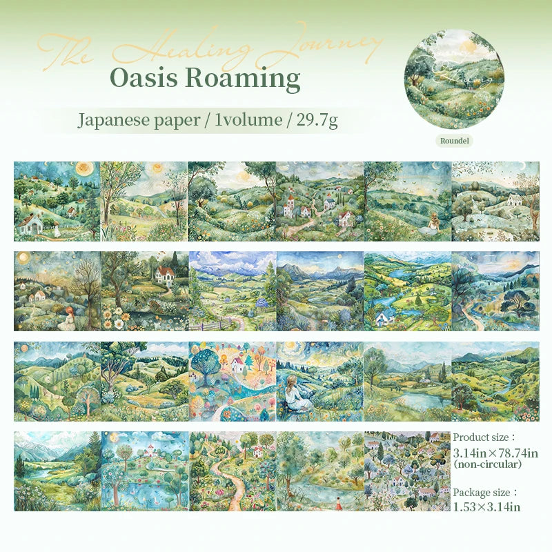 JIANQI 2M/Roll Large size Landscape Tape DIY Scrapbooking Junk Journal Creative Aesthetic Stationery Planner Deco Diary Stickers