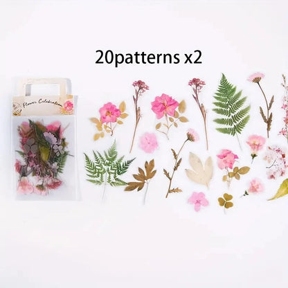JIANQI 40 Pcs/pack Retro Creative flower plant Stickers hand tent DIY Stick Labels Scrapbooking Material Junk Journal Supplies