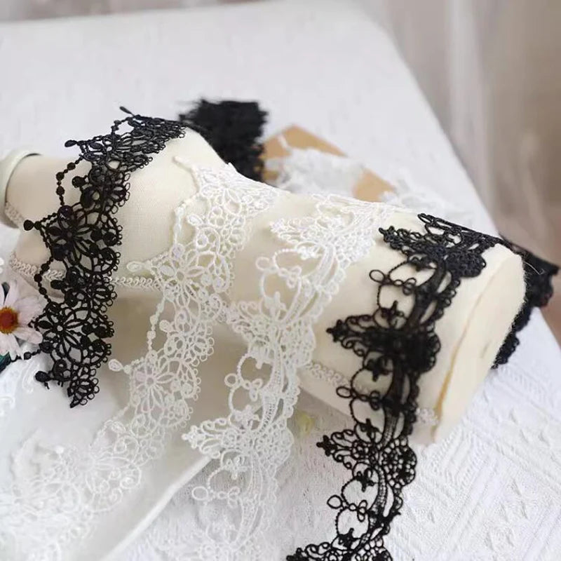 1Yard Cotton Embroidered Flowers Lace Material Ribbon DIY Collar Neckline Trim Sewing Garment Accessories 5cm Wide
